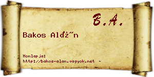 Bakos Alán névjegykártya
