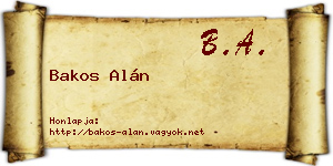 Bakos Alán névjegykártya